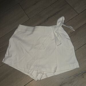 Women's White Tie-Front Shorts